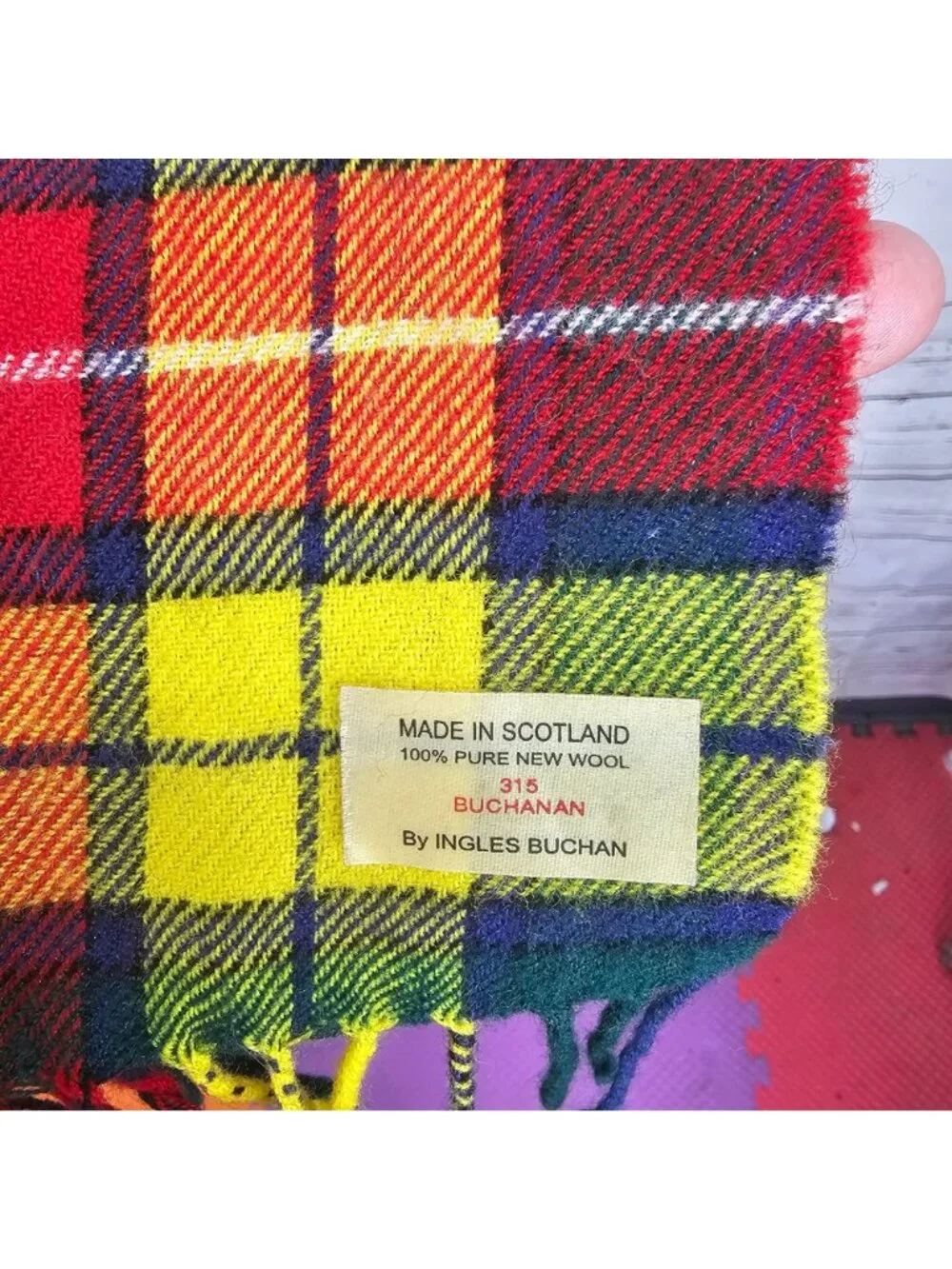 Ingles Buchan Buchanan Tartan Scarf 100% Lambswool Made In Scotland